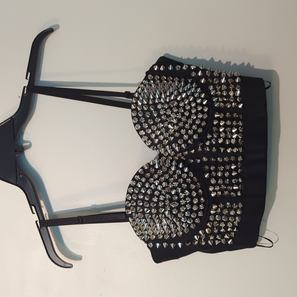 Atomic Spiked Metallic Clubwear Crop Top